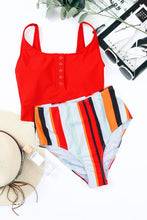 Load image into Gallery viewer, Square Neck Sleeveless Fashion Print Tankini Set