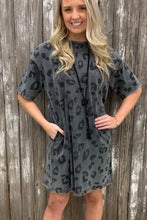 Load image into Gallery viewer, Vintage Washed Leopard T-Shirt Dress with Pockets

