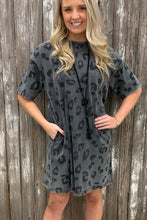 Load image into Gallery viewer, Vintage Washed Leopard T-Shirt Dress with Pockets