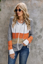 Load image into Gallery viewer, Zipped Front Colorblock Hollow-out Knit Hoodie
