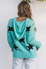 Load image into Gallery viewer, V Neck Star Pattern Hooded Sweater with Slits