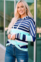 Load image into Gallery viewer, Multi Striped Drawstring Long Sleeve Hoodie