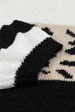 Load image into Gallery viewer, Slouchy Drop-shoulder Leopard Striped Colorblock Sweater