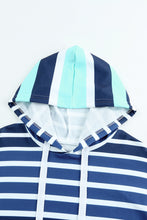 Load image into Gallery viewer, Multi Striped Drawstring Long Sleeve Hoodie