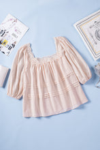 Load image into Gallery viewer, Beige Puff Sleeve Eyelet Babydoll Blouse