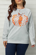 Load image into Gallery viewer, Halloween Pumpkin Leopard Print Plus Size Sweatshirt