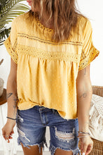 Load image into Gallery viewer, Swiss Dot Lace Splicing Short Sleeve Top