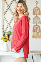 Load image into Gallery viewer, Waffle Knit Side Slit Pullover Top