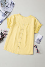 Load image into Gallery viewer, Swiss Dot Lace Splicing Short Sleeve Top