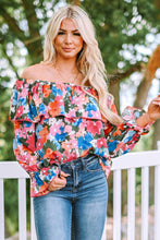 Load image into Gallery viewer, Floral Print Ruffled Off Shoulder Blouse