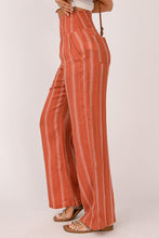 Load image into Gallery viewer, Striped Shirred High Waist Straight Leg Pants