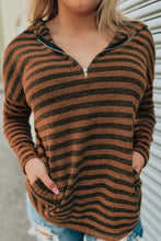 Load image into Gallery viewer, Striped Knit Quarter Zip Hoodie