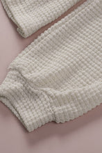 Load image into Gallery viewer, Waffle Knit Buttons Ruffled Hooded Top