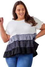 Load image into Gallery viewer, Plaid Dot Ruffled Plus Size Babydoll Top