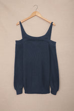 Load image into Gallery viewer, Dark Blue Dew Shoulder Juliette Knitted Sweater