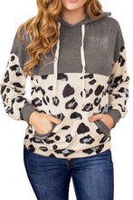 Load image into Gallery viewer, Print Color Block Pocketed Drawstring Hoodie