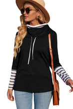Load image into Gallery viewer, Striped Splicing High Neck Sweatshirt