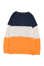 Load image into Gallery viewer, Colorblock Orange Contrast Stitching Sweatshirt with Slits
