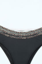 Load image into Gallery viewer, Rose Leopard Mesh Trim 2pcs Bikini Swimsuit