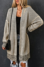 Load image into Gallery viewer, Plaid Knitted Long Open Front Cardigan