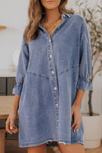 Load image into Gallery viewer, Buttoned Long Sleeve Denim Mini Dress