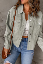 Load image into Gallery viewer, Raw Hem Flap Pockets Cropped Corduroy Jacket
