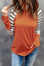Load image into Gallery viewer, Striped Animal Print Colorblock Long Sleeve Top