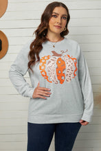 Load image into Gallery viewer, Halloween Pumpkin Leopard Print Plus Size Sweatshirt