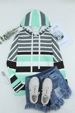 Load image into Gallery viewer, Striped Drawstring Long Sleeve Hoodie