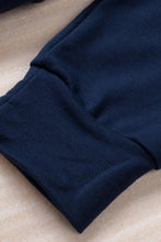 Load image into Gallery viewer, Navy Stand Neck Waffle Zip up Sweatshirt