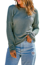 Load image into Gallery viewer, Waffle Knit Drop Shoulder Long Sleeve Top