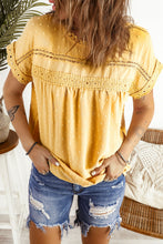 Load image into Gallery viewer, Swiss Dot Lace Splicing Short Sleeve Top