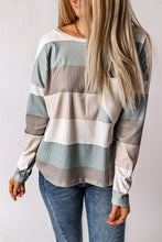 Load image into Gallery viewer, Color Block Ribbed Long Sleeve Top with Pocket