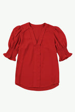 Load image into Gallery viewer, Solid Color Half Sleeve V Neck Blouse