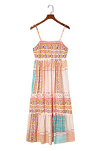Load image into Gallery viewer, Multicolor Boho Patchwork Print Square Neck Sundress