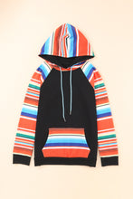 Load image into Gallery viewer, Multicolor Colorful Striped Patchwork Kangaroo Pocket Hoodie