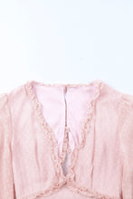 Load image into Gallery viewer, Layered Ruffled Open Back Puff Sleeve Swiss Dot Mini Dress