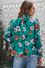 Load image into Gallery viewer, Floral Print Smocked Mock Neck Blouse