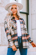Load image into Gallery viewer, Khaki Geometric Plaid Print Pocketed Shacket