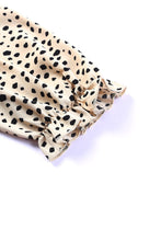 Load image into Gallery viewer, Khaki Frilled Neck 3/4 Sleeves Cheetah Blouse