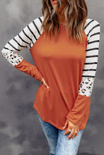 Load image into Gallery viewer, Striped Animal Print Colorblock Long Sleeve Top