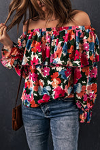 Load image into Gallery viewer, Floral Print Ruffled Off Shoulder Blouse