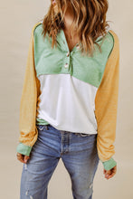 Load image into Gallery viewer, Colorblock Button Accent Pullover Hoodie