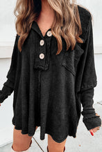 Load image into Gallery viewer, Waffle Knit Buttoned Long Sleeve Top