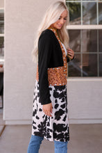 Load image into Gallery viewer, Western Pattern Cow Patchwork Open Front Cardigan