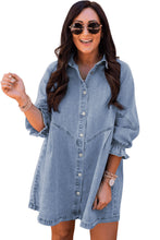 Load image into Gallery viewer, Buttoned Long Sleeve Denim Mini Dress