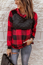 Load image into Gallery viewer, Long Sleeve Plaid Paneled Sweatshirt