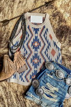 Load image into Gallery viewer, Aztec Geometric Print Knitted Tank Top