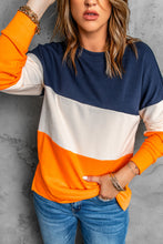Load image into Gallery viewer, Colorblock Orange Contrast Stitching Sweatshirt with Slits