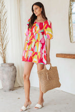 Load image into Gallery viewer, Multicolor Geometric Print Smocked Babydoll Mini Dress
